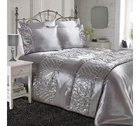 EGYPTO Sparkle Glitter Duvet Quilt Cover with Pillowcases - Soft Bedding Set for Home, Bedroom Decor (Silver, Super King)