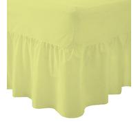 EGYPTO Valance Sheet Frilled 100% Combed Polycotton - FIT OVER MATTRESS, Lemon, Single Bed