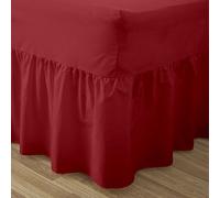 EGYPTO Valance Sheet Frilled 100% Combed Polycotton - FIT OVER MATTRESS, Red, King Bed
