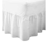 EGYPTO Valance Sheet Frilled 100% Combed Polycotton - FIT OVER MATTRESS, White, Single Bed