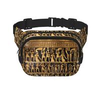 Egypts Hieroglyphics Print Unisex Square Double Layer Waist Bag, Multi-Pocket for Sports Travel Daily Use