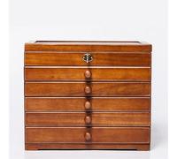 EGZASDI Jewelry Box, Solid Wood Jewelry Box With Lock Multicolor Earring Necklace Storage Organizer(A)