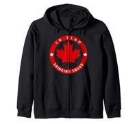 Eh Team Drinking Squad Canada Day Maple Leaf Zip Hoodie
