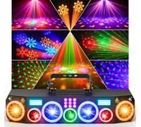 Ehaho 7 in 1 Party Disco Lights with Rotating LED Patterns | Party DJ Lights with RGB & UV Strob Beam | Sound Activated & DMX Control | Stage Lighting with for Parties Halloween Bar Rave Club Show