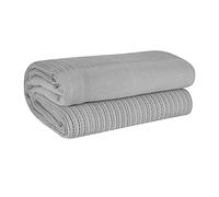 EHC 100% Cotton Soft Hand Woven Lightweight Adult Cellular Blanket, King Size, 230 x 250cm - Smoke
