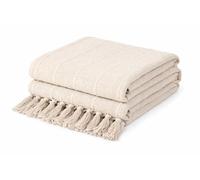 EHC 100% Cotton Throws for Sofas Super Giant Sofa Couch Throw, Up to 4 Seater Sofa/Super King Size Bed 254 x 380 cm, Natural