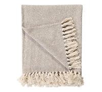 EHC 100% Natural Cotton Two Tone Herringbone King Size 3 Seater Throws for Sofa Bedspread,Settee Throw- 225 x 250cm