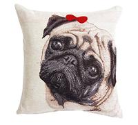 EHC 17" X 17" Square Chenille Cushion Cover in Ms Pug Design