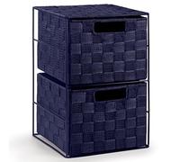 EHC 2 Drawer Storage Unit Cabinet for Bedroom/Bathroom - Navy Blue