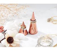 EHC 2 x Metal Plated Small Jewellery Storage Cone - Rose Gold, Jewelry Rings Organizer, Ring Holder, Finger Ring Decorative Display Stand, Gifts for Women