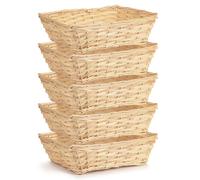Ehc 5 X Wicker Wood Natural Gift Basket Storage Hamper Display Tray, 37.5 (L) X 27.5 (W) X 7.5 (H) cm