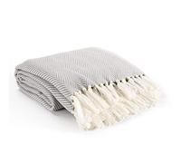 EHC Acrylic Herringbone Throw Blanket, Soft Warm, 125 x 150cm - Pearl Blue
