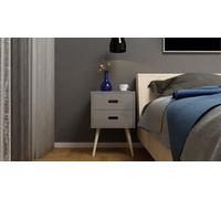 EHC Bedside Table Drawers, 2 Drawer Bedside Side Table Cabinet Storage Unit, Grey, 40 X 40 X 61.5Cms