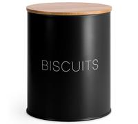EHC Biscuit Tin Airtight, Cookie Jar Container, Biscuit Barrel, Round Biscuit Box Storage, Black