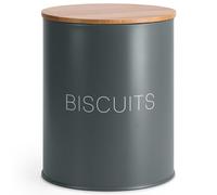 EHC Biscuit Tin Airtight, Cookie Jar Container, Biscuit Barrel, Round Biscuit Box Storage, Grey