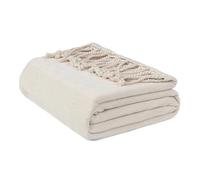 EHC Chenille Throw Blanket, Machine Washable Throws for Sofas Bed Sofa Settee Couch Reversible Bed Cover Over Bedspread, Single, 50" x 60", Beige