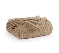 Ehc Chunky & Soft Extra Large Cotton Waffle Throw, King Size, 225 X 250 Cm - Beige