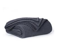 Ehc Chunky & Soft Extra Large Cotton Waffle Throw, King Size, 225 X 250 Cm - Charcoal