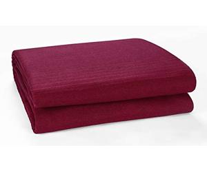 EHC Classic Rib Cotton Throw, Sofa Settee Bed Throw Bedspread - 250cm x 250cm, 100" x 100"Inches Fits 3 or 4 Seater Sofa or King Size Bed, Wine