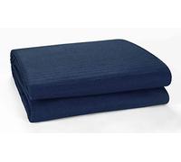 EHC Classic Rib Cotton Throw, Sofa Settee Bed Throw Bedspread - 250cm x 380cm, 100" x 150" Inches Fits 4 or 5 Seater Sofa or Super King Size Bed, Navy Blue
