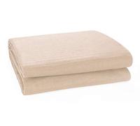 EHC Classic Rib Cotton Throw, Sofa Settee Bed Throw Bedspread - 250cm x 380cm, 100" x 150" Inches Fits 4 or 5 Seater Sofa or Super King Size Bed, Buff