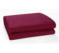 EHC Classic Rib Cotton Throw, Sofa Settee Bed Throw Bedspread - 250cm x 380cm, 100" x 150" Inches Fits 4 or 5 Seater Sofa or Super King Size Bed, Wine