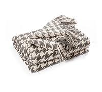EHC Cotton Houndstooth Throw Blanket For Bed Sofa Couch Arm chair Soft Woven Cover, 125 x 150 cm