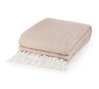 EHC Cotton Sofa Throws Large 3 Seater, Sofa Cover 3 Seater, Throw Blanket, Couch Settee Throw 180 x 300cm Tan