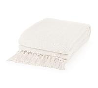 EHC Cotton Sofa Throws Large 3 Seater, Sofa Cover 3 Seater, Throw Blanket, Couch Settee Throw 180 x 300cm, Ivory