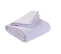 EHC Cotton Soft Hand Woven Reversible Lightweight Adult Cellular Blanket, Double 230 x 230 cm, Lavender