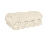 EHC Cotton Soft Hand Woven Reversible Lightweight Adult Cellular Blanket, Double 230cm x 230cm, Cream