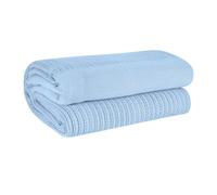 Ehc Cotton Soft Hand Woven Reversible Lightweight Adult Cellular Blanket, King Size 230 Cm X 250 Cm, Light Blue