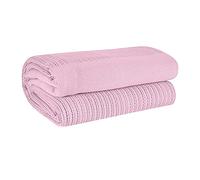 EHC Cotton Soft Hand Woven Reversible Lightweight Adult Cellular Blanket, King Size 230 cm x 250 cm, Pink