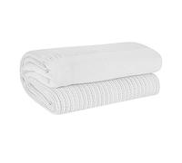 EHC Cotton Soft Hand Woven Reversible Lightweight Adult Cellular Blanket, King Size 230 cm x 250 cm, White