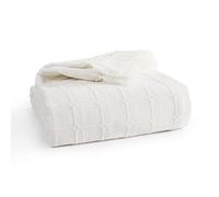 Ehc Cotton Woven Batten Throw, 228 X 254 Cm - Ivory