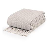 EHC Cotton Woven King Size Sofa Throw, Robin Throw Design, 3 Seater Sofa/Chair/Double Bed, 225 x 250 cm, Grey