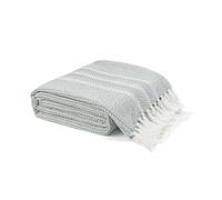 EHC Cross-stitch Pattern Throw Blanket, Handwoven Cotton Throws for Sofas Bed Sofa Settee Couch Reversible Bed Cover Over Bedspread, Single, 125 x 150 cm, Grey