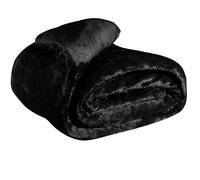 EHC Fleece Blanket Sofa Bed - King Size Cozy Blanket for Bed Fluffy Soft Large Throw, Black, 220x240cm