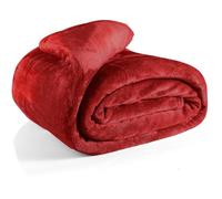 EHC Fleece Blanket Sofa Throw, Cozy Blanket Soft Fluffy Throws for sofa Large Bed and Couch Double, Wine, 150x200cm