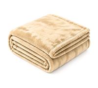 EHC Fleece Throw Blanket for Sofa, Bed, Double, Beige, 150x200 cm | soft cosy warm, cosy blanket for sofa, fleece blanket for bed, couch blanket, living room throw, bedding snuggle cover
