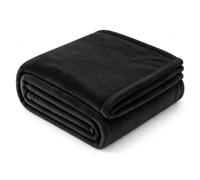 EHC Fleece Blanket Sofa Throw, Cozy Blanket Soft Fluffy Throws for sofa Large Bed and Couch Double, Black, 150x200cm