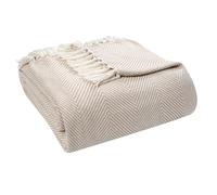 EHC Handwoven Cotton Throws for Sofas Bed Sofa Settee Couch Reversible Bed Cover Over Blanket, King Size, 225 x 250cm, Natural/Beige