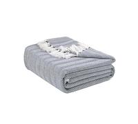 EHC Herringbone Throw, Handwoven Cotton Throws for Sofas Bed Sofa Settee Couch Reversible Bed Cover Over Blanket, Single 127 x 152 cm, Grey