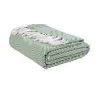 EHC Herringbone Twill Throw, Handwoven Cotton Throws for Sofas Bed Sofa Settee Couch Reversible Bed Cover Over Blanket, Single 127 x 152cm, Ivory/Green