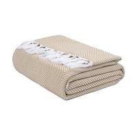 EHC Herringbone Twill Throw, Handwoven Cotton Throws for Sofas Bed Sofa Settee Couch Reversible Bed Cover Over Blanket, Single 127 x 152cm, Ivory/Beige