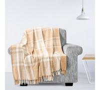 Ehc Highland Cotton Large Throw For Sofa,double Bed,armchair, 150Cm X 200Cm, Beige