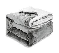 EHC King Size Sherpa Flannel Fleece Throw Blanket - Fluffy Soft Thick Microfiber Solid Warm Blankets for Bed and Couch, Dark Grey, 200 cm x 240 cm