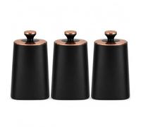 EHC Kitchen Canister Set of 3 with Lids, Metal Storage Containers for Coffee, Tea, Sugar & Dry Food, Matt Black