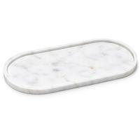 EHC Large Cosmetic Tray, Bathroom Vanity Decor Tray, White, 37.5x19x1.5cm | Natural Marble, Decorative Trays for Perfume Jewellery Makeup Key Candles Diffusers, Bathroom Tray, Dresser Home Decor Trays