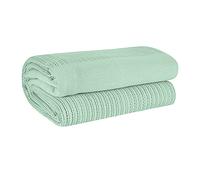 EHC Lightweight Hand Woven Adult Cellular Cotton Blanket,King 230 x 250cm - Sage